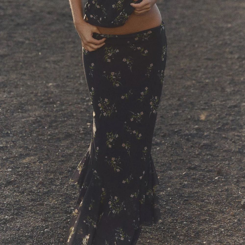 ZARA PRINTED TULLE RUFFLE SKIRT - Picture 4 of 9